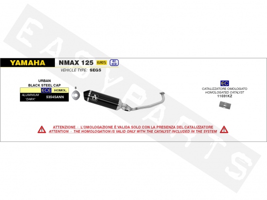 Uitlaat ARROW Urban Dark Yamaha N-Max 125i E5 2021-2023